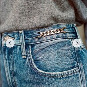 *NWT* Favorite Daughter High-Rise Blue Jeans with Silver Chain Accents